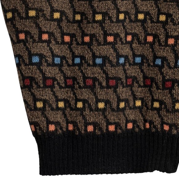 Giuggio (Italy) Vintage Mid-Century Jacquard Stockinette Knit Zip Vest : XL - Picture 5 of 8